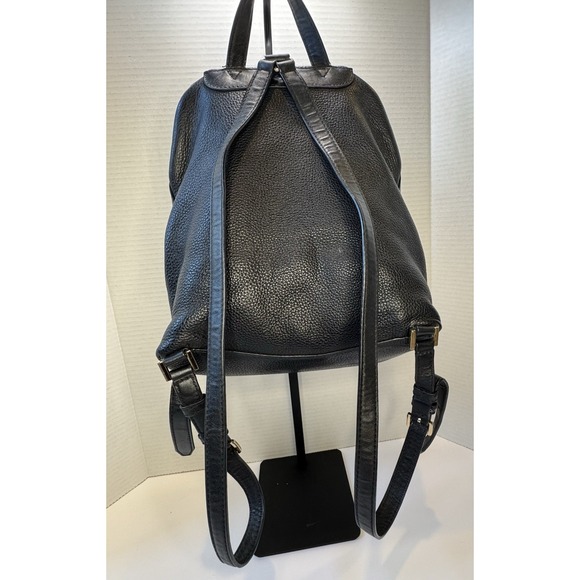 QUALITY! Michael Kors Raven Black Soft Pebbled Leather Backpack Purse Bag W/Gold main image 9